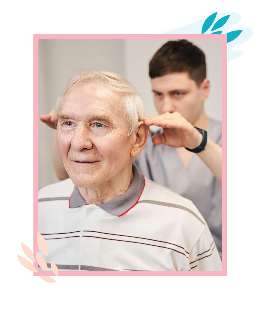 elderly man getting a massage from therapist